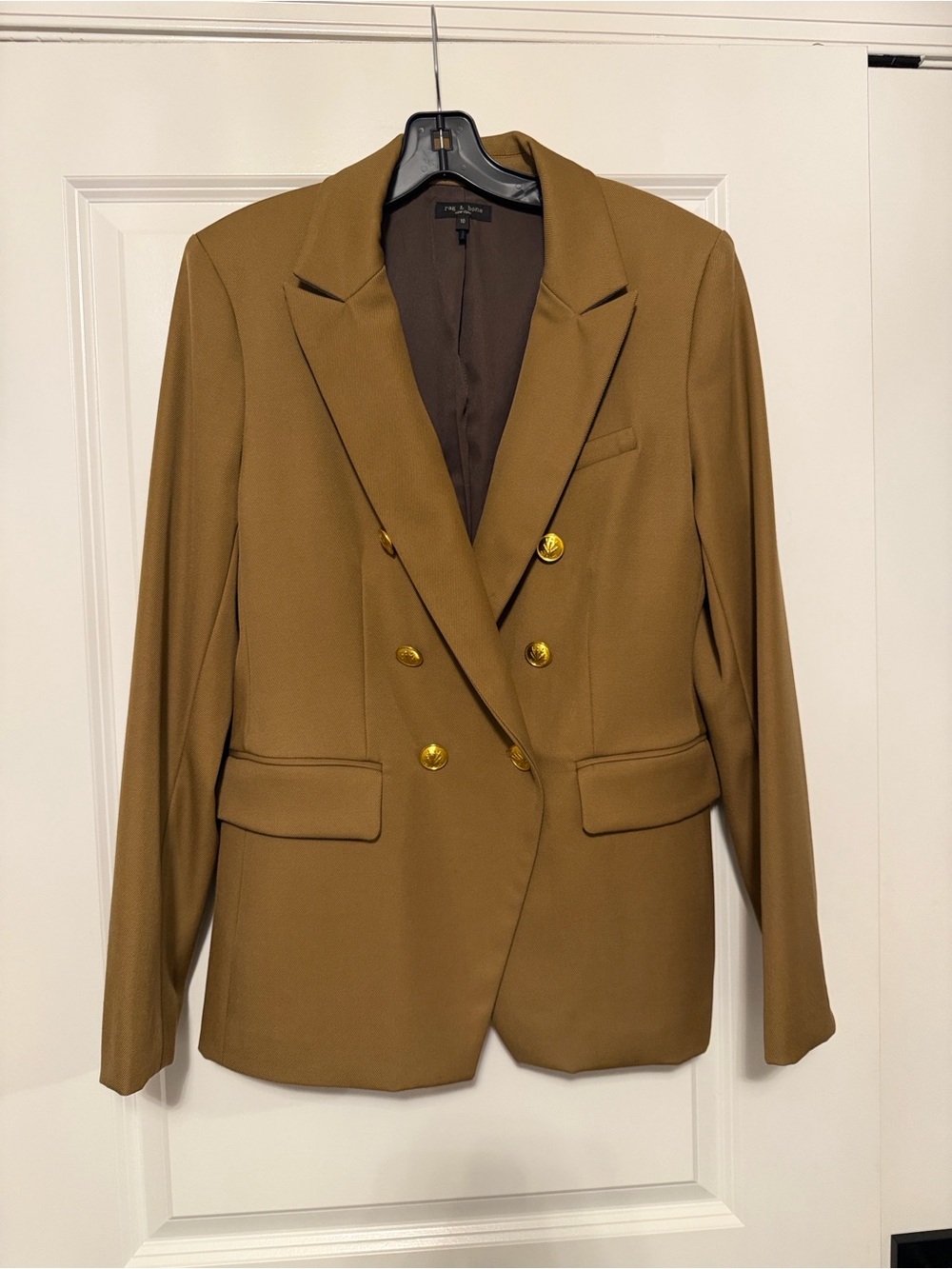 rag & bone Double-Breasted Tan Blazer with Gold Buttons